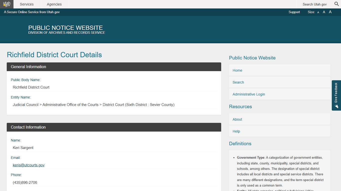 Public Body Public Notice Website